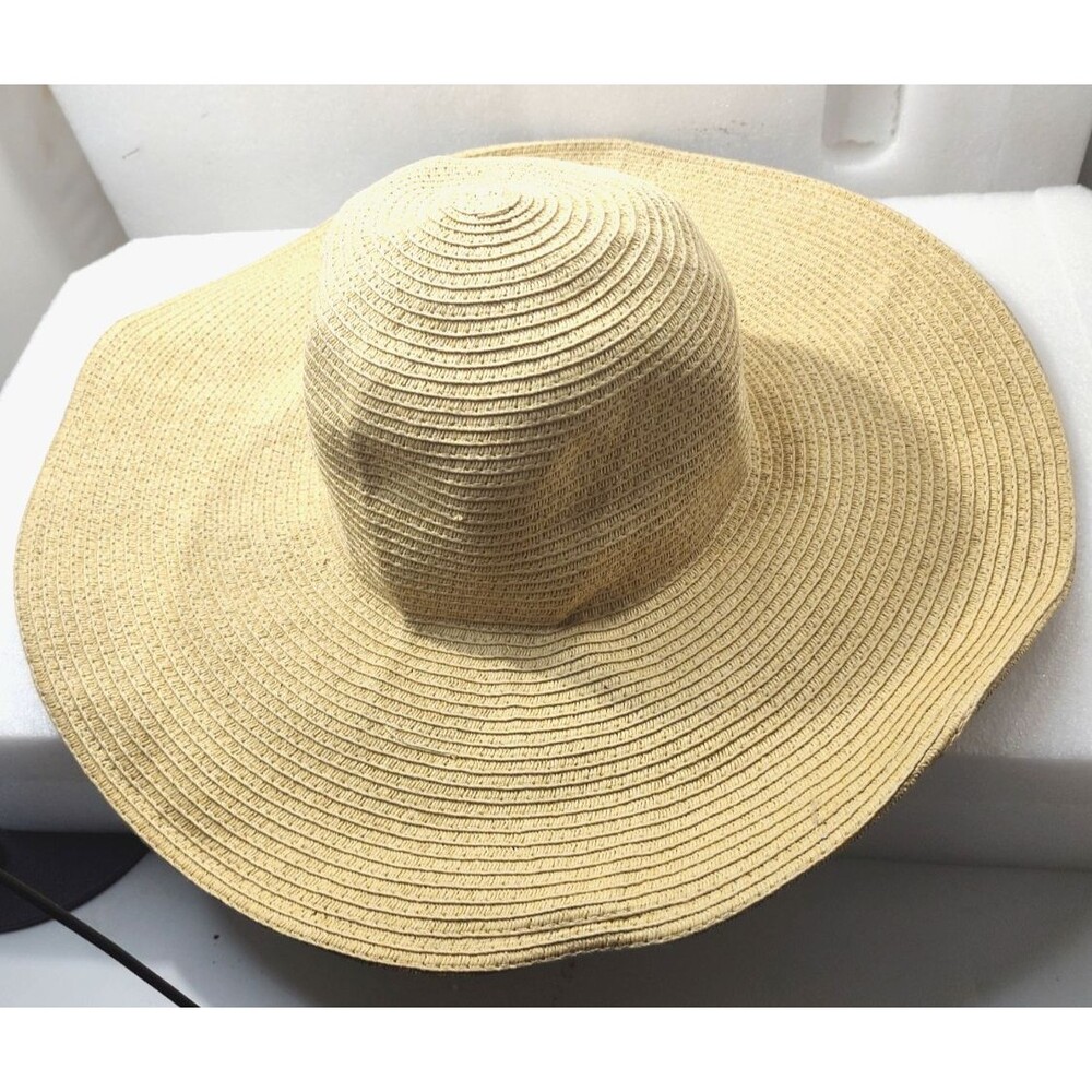 NWT J.Crew Wide brim raffia bucket hat Floppy Hat Beige Paper Straw Sz OS -22"